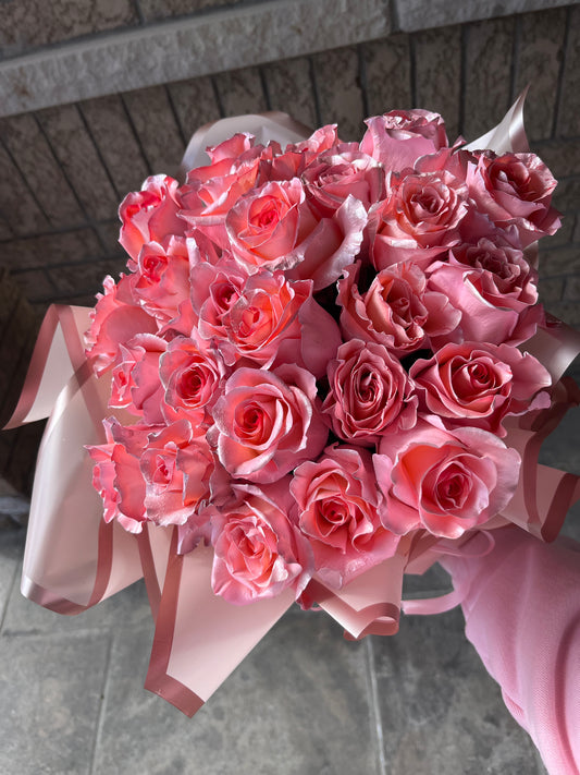 Pearly Pink Wrapped Roses - The Detailed Florist