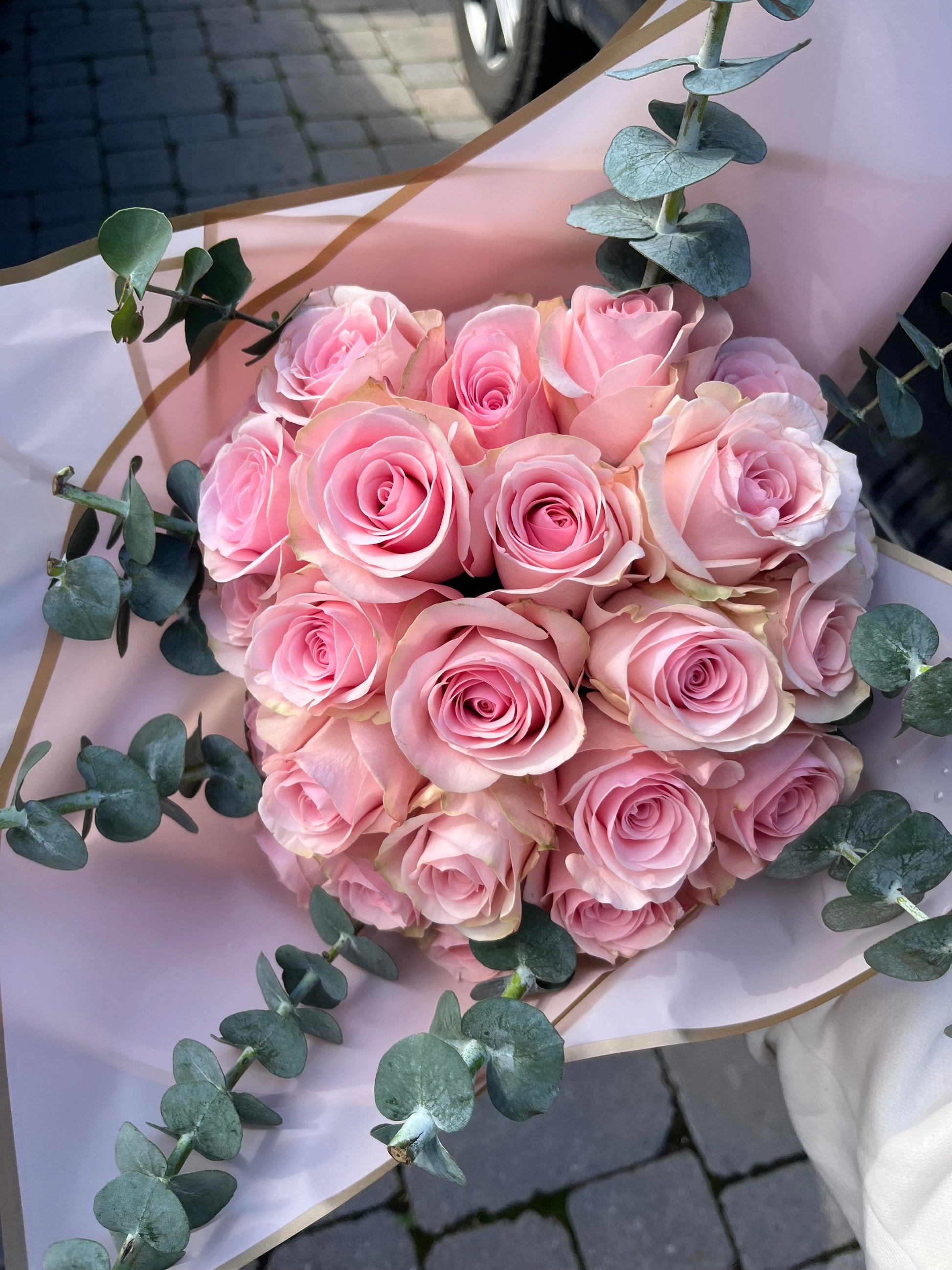 Wrapped Pink Roses - The Detailed Florist