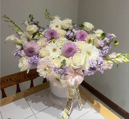 Large Soft Lavender and White Sympathy Bouquet - The Detailed Florist